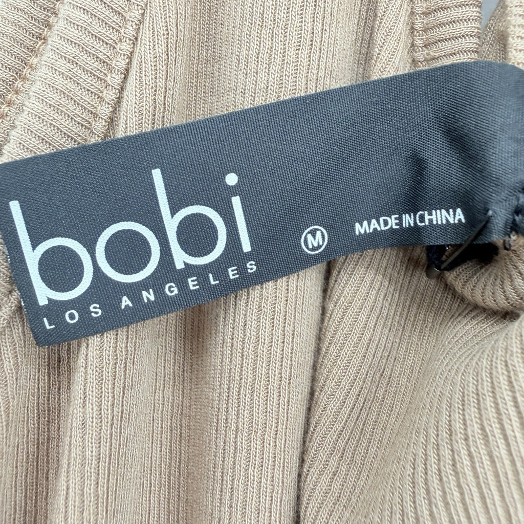 Bobi Los Angeles Bodysuit Medium Beige Ribbed Tank Top Womens New NWT
