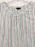 Talbots 100% Linen Top Large Sleeveless Striped Blue Pink Green Womens Blouse