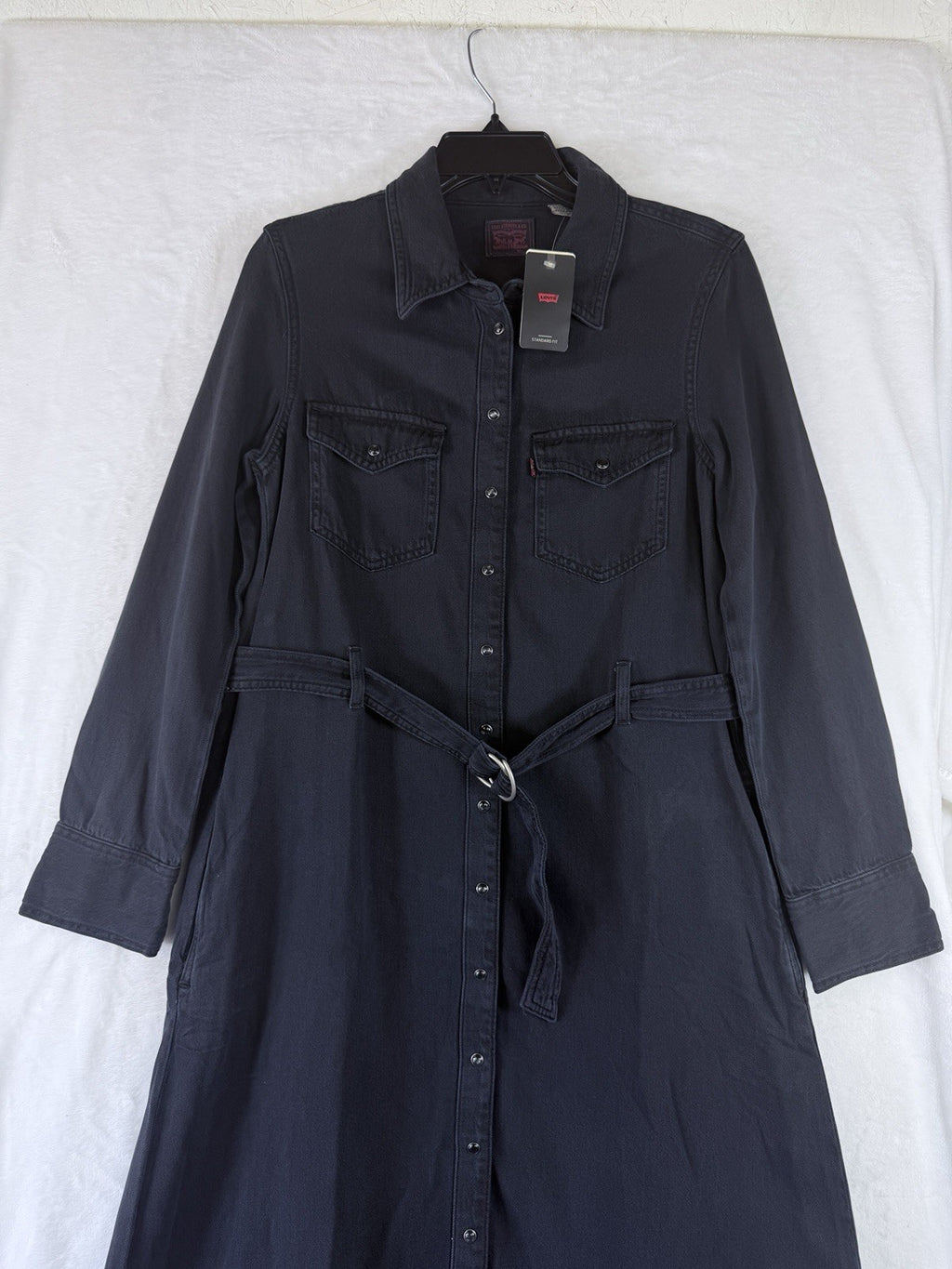 Levis Dress XS Womens Maxi Quincey Long Sleeve Maxi Snap Front Long Sleeve New