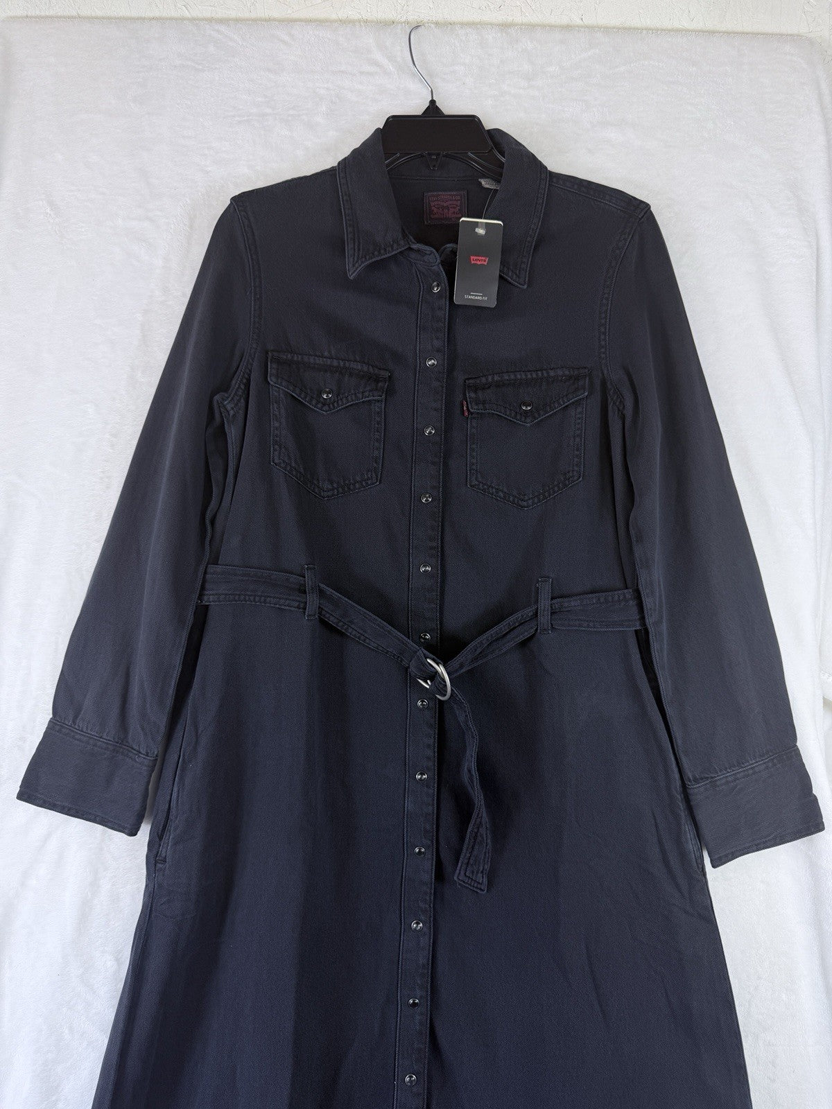 Levis Dress XS Womens Maxi Quincey Long Sleeve Maxi Snap Front Long Sleeve New