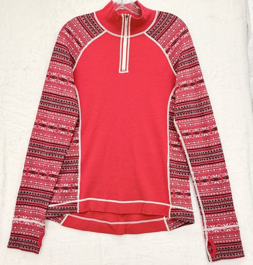 Dakini Sweater XL Womens Kini 100% Merino Wool 1/4 Zip Base Layer Fair Isle Ski