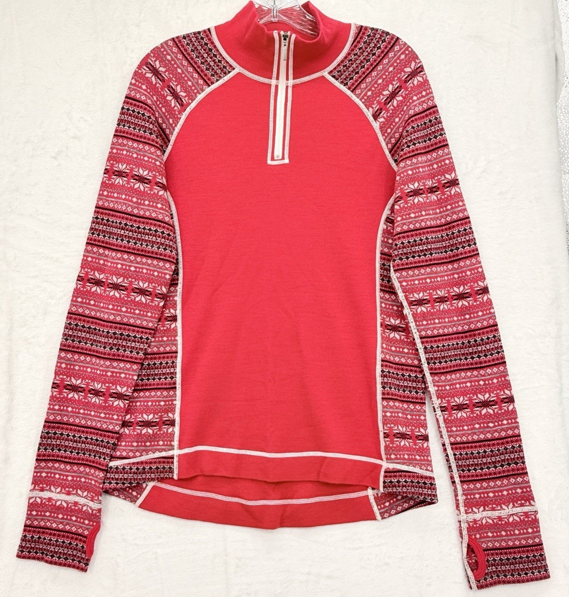 Dakini Sweater XL Womens Kini 100% Merino Wool 1/4 Zip Base Layer Fair Isle Ski