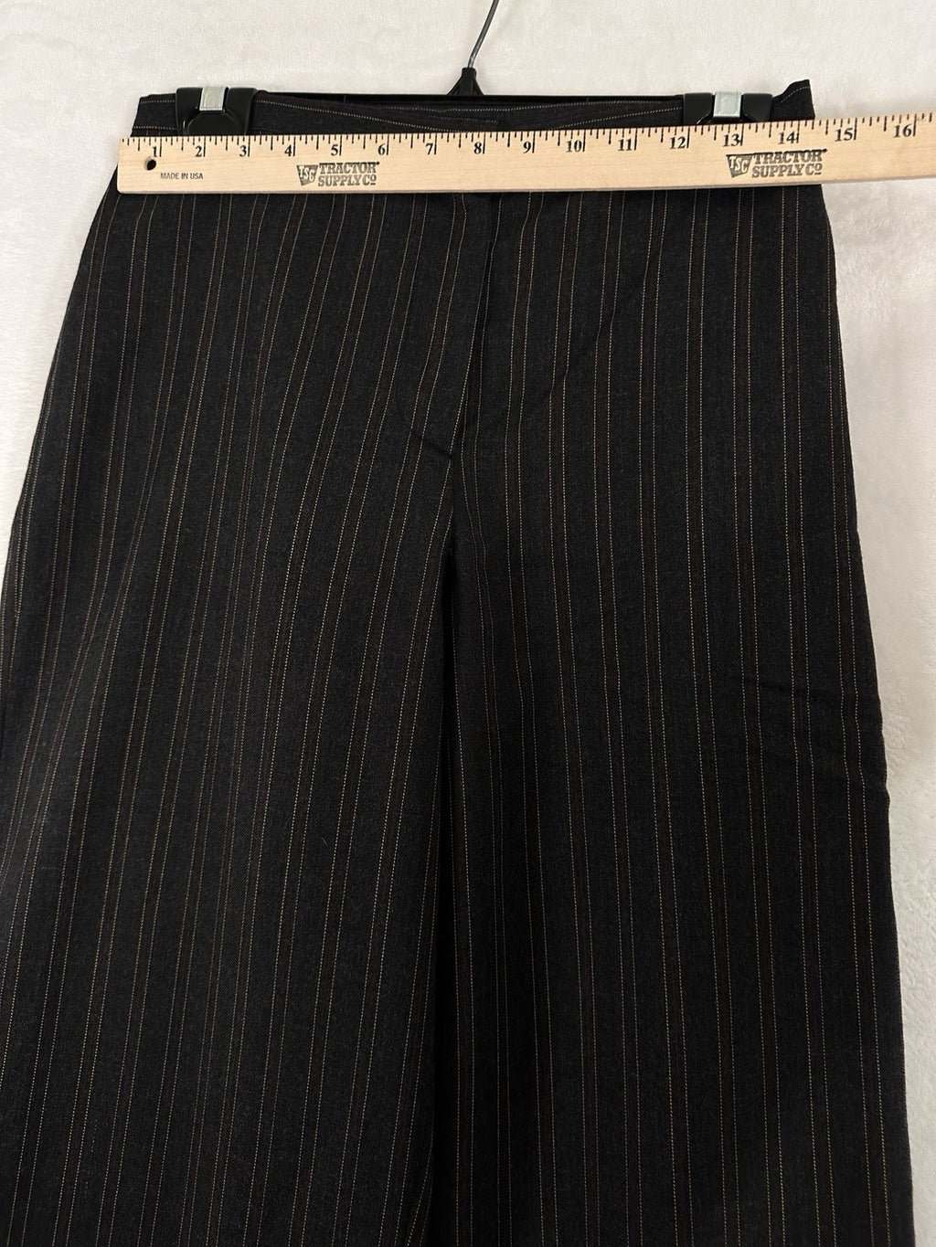 Armani Exchange 100% Wool Pants Womens 8 Gray Pinstriped Made In Italy Raw Hem