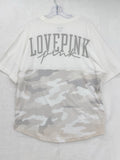 Victoria's Secret PINK Top Small Varsity Logo Camo Oversized Tee Womens New NWT