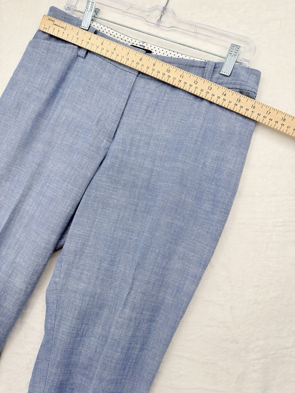 Talbots Perfect Crop Pants 8 Petite 8P Blue Chambray Cropped 100% Cotton Womens