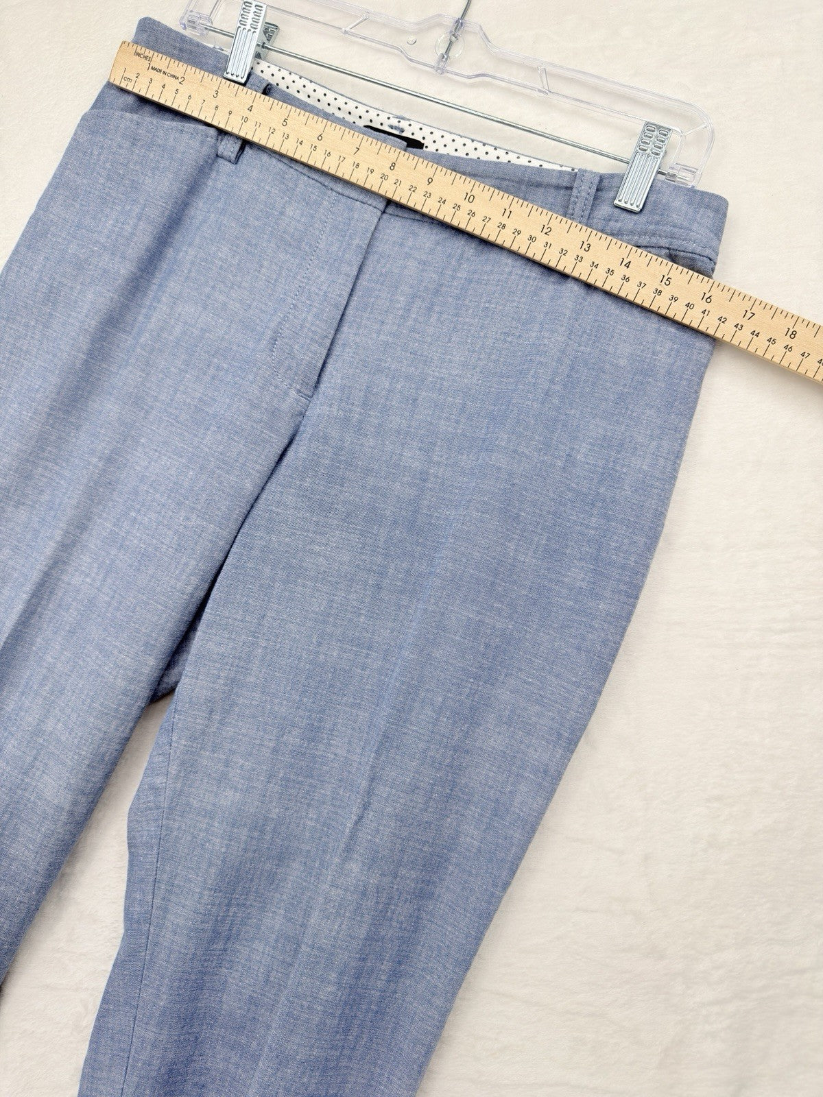 Talbots Perfect Crop Pants 8 Petite 8P Blue Chambray Cropped 100% Cotton Womens