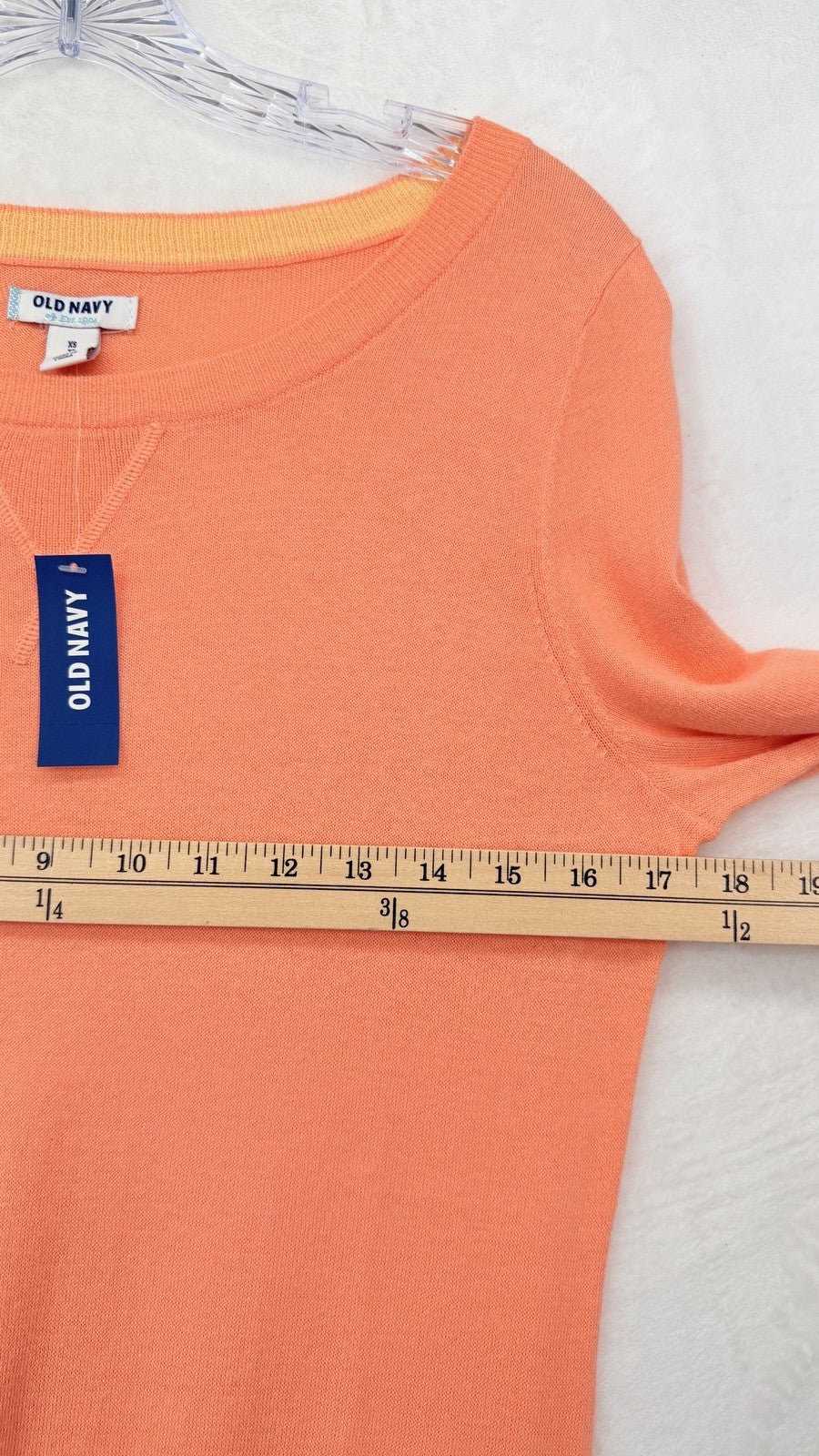 Old Navy Sweater XS Womens 100% Cotton Long Roll Tab Sleeve Orange New NWT