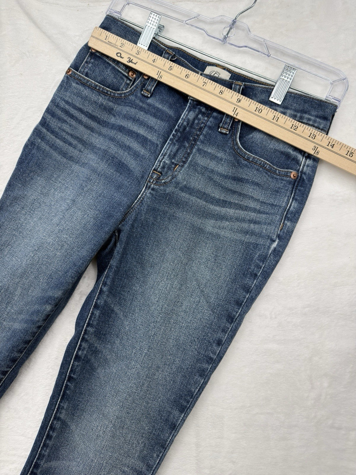 J Crew 9” Toothpick Jeans 25 Womens Blue Denim Raw Hem