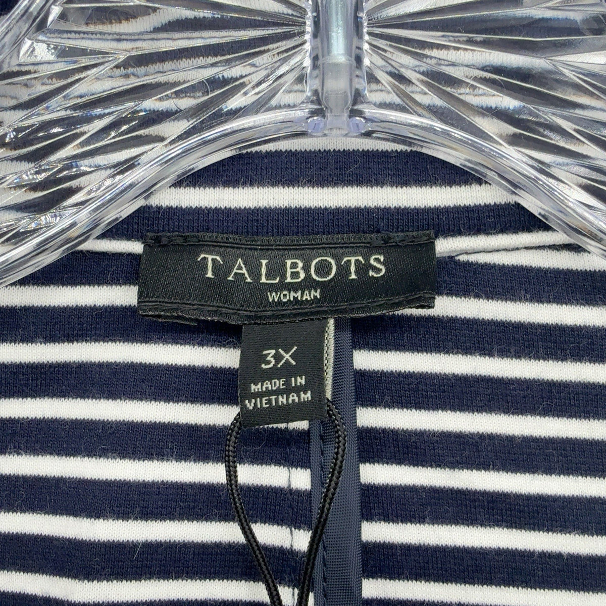 Talbots 3X Blazer Jacket Knit Navy Blue White Striped Plus Size Womens