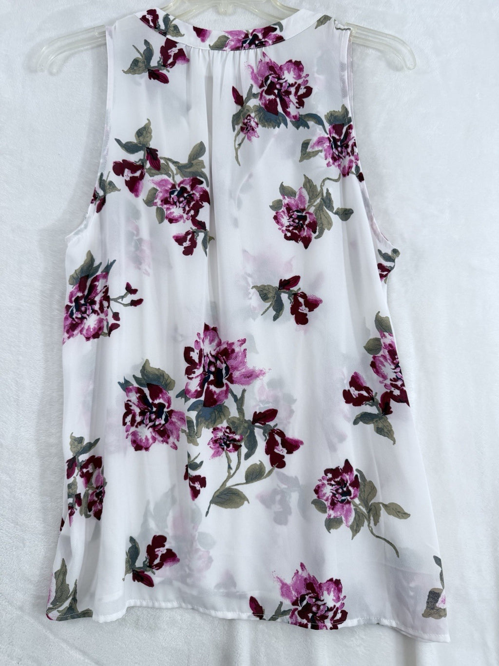 Alice Blue Top 2X Sleeveless Blouse Floral Print White Pink Womens Plus Size Top