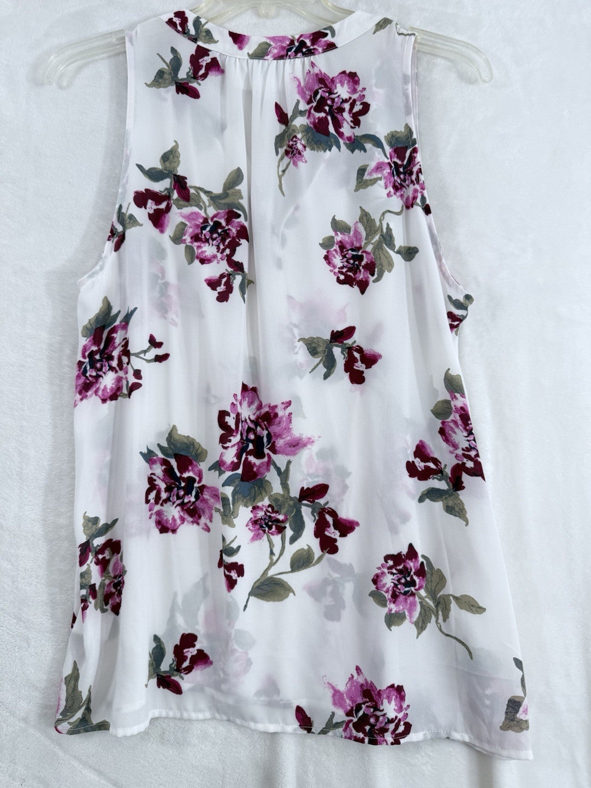 Alice Blue Top 2X Sleeveless Blouse Floral Print White Pink Womens Plus Size Top