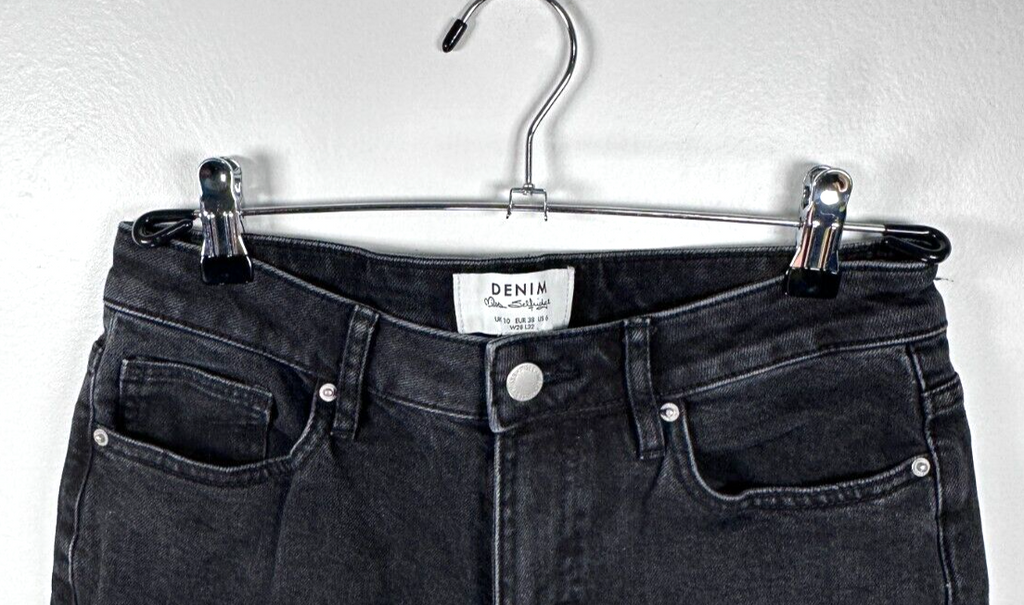 Miss Selfridge Denim Jeans Black US 6 Petite High Rise Womens London 27.5 Inseam