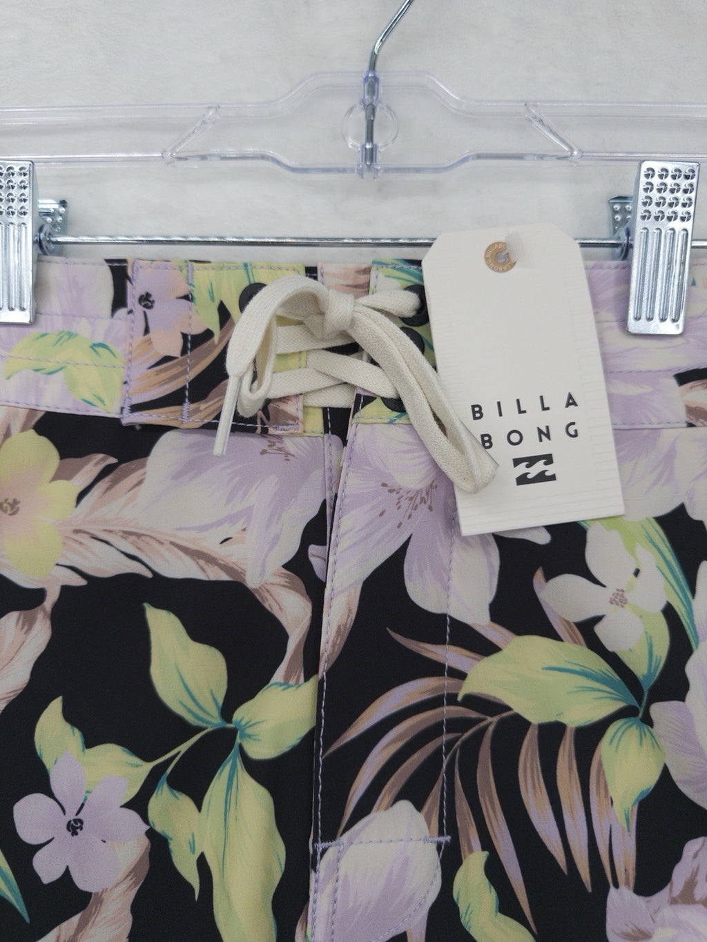 Billabong Womens Board Shorts Small Black Floral Shadow Tropic Swim Bottoms New