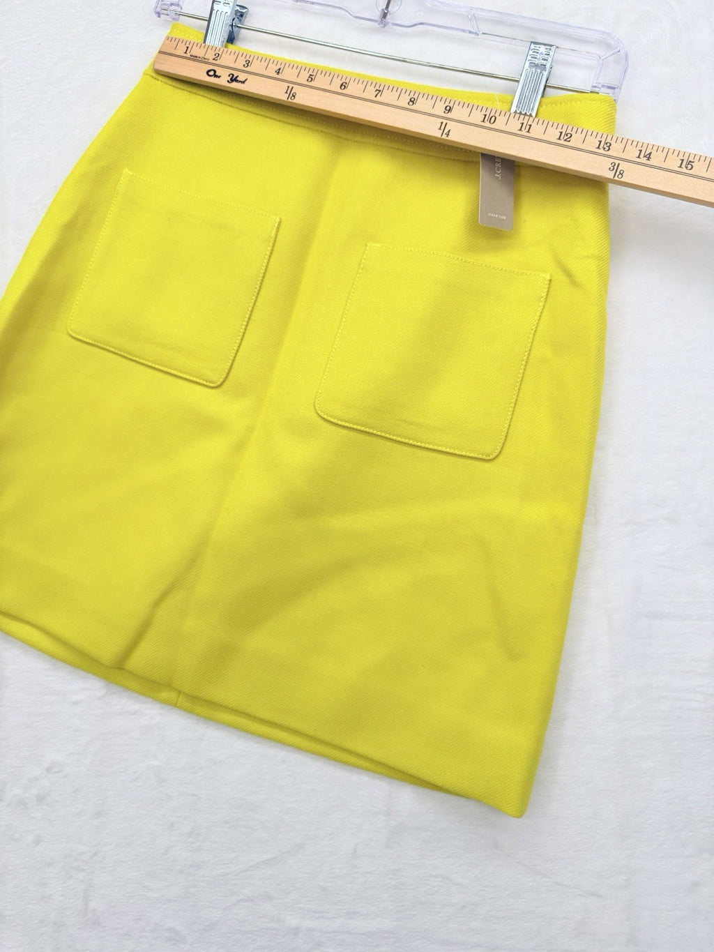J Crew Wool Mini Skirt 0 Patch Pockets Yellow Lined A Line Womens New NWT