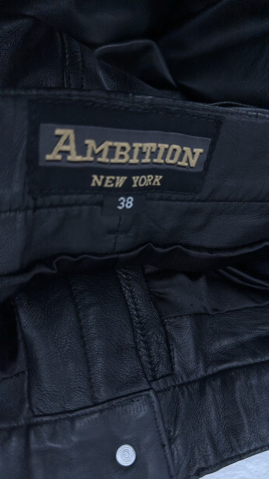 Mens Black Leather Pants 38 Motorcycle Vintage Lined Pockets