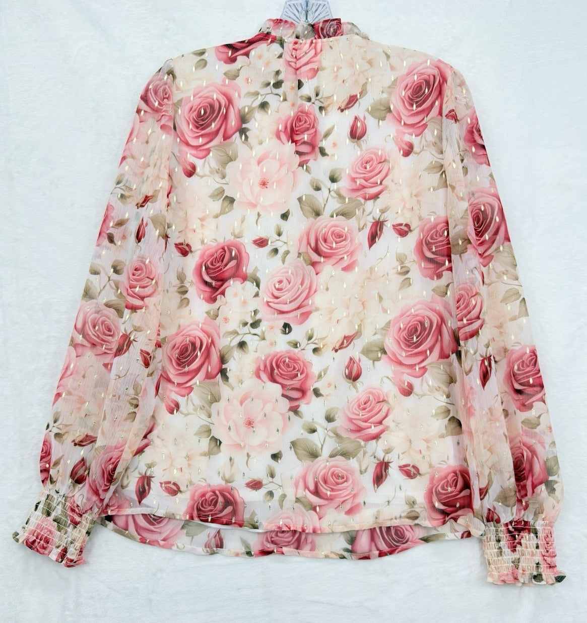Autres Filles Top Small Pink Roses  Long Sleeve Blouse Cottagecore Fairycore New