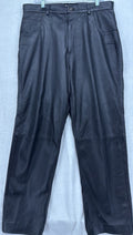 Mens Black Leather Pants 38 Motorcycle Vintage Lined Pockets