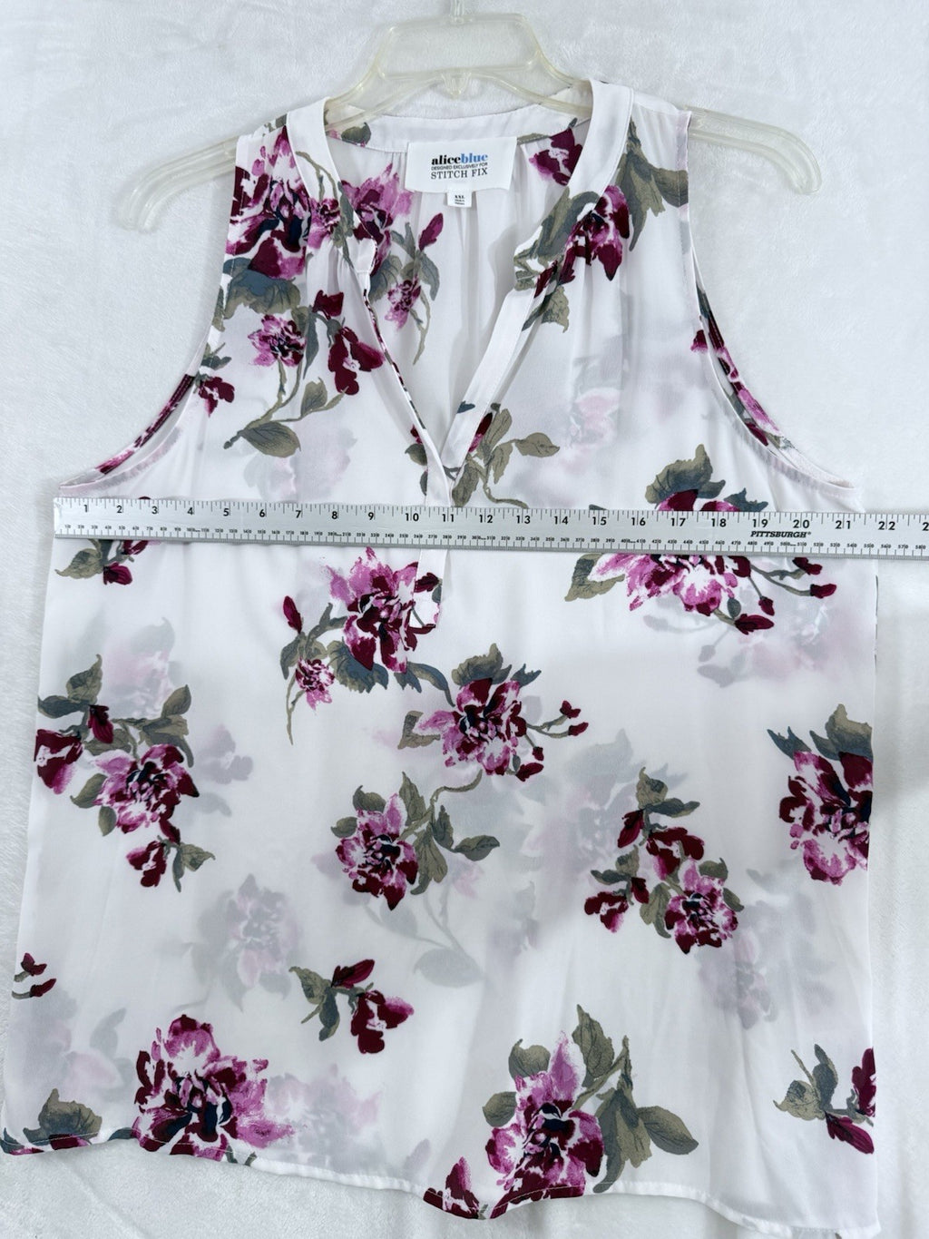 Alice Blue Top 2X Sleeveless Blouse Floral Print White Pink Womens Plus Size Top