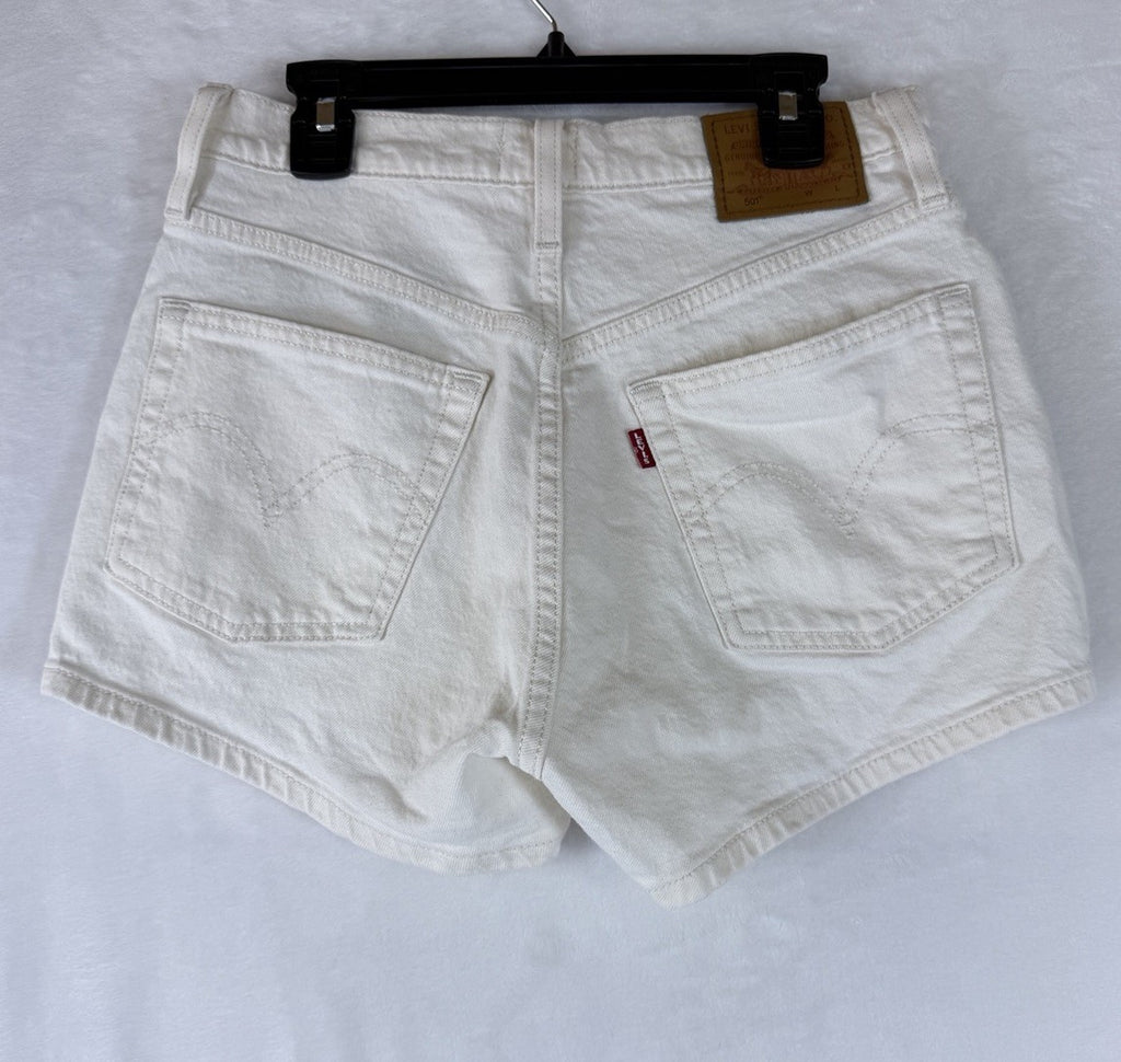 Levis 501 Shorts 26 Womens White Ivory Button Fly Original