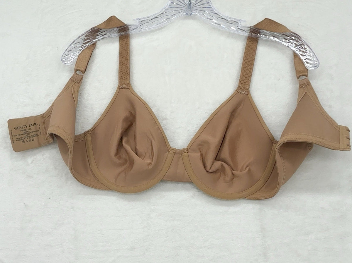 Vanity Fair Bra 36C Underwire Back Smoothing Beige Backs 76080 Womens *Flaw