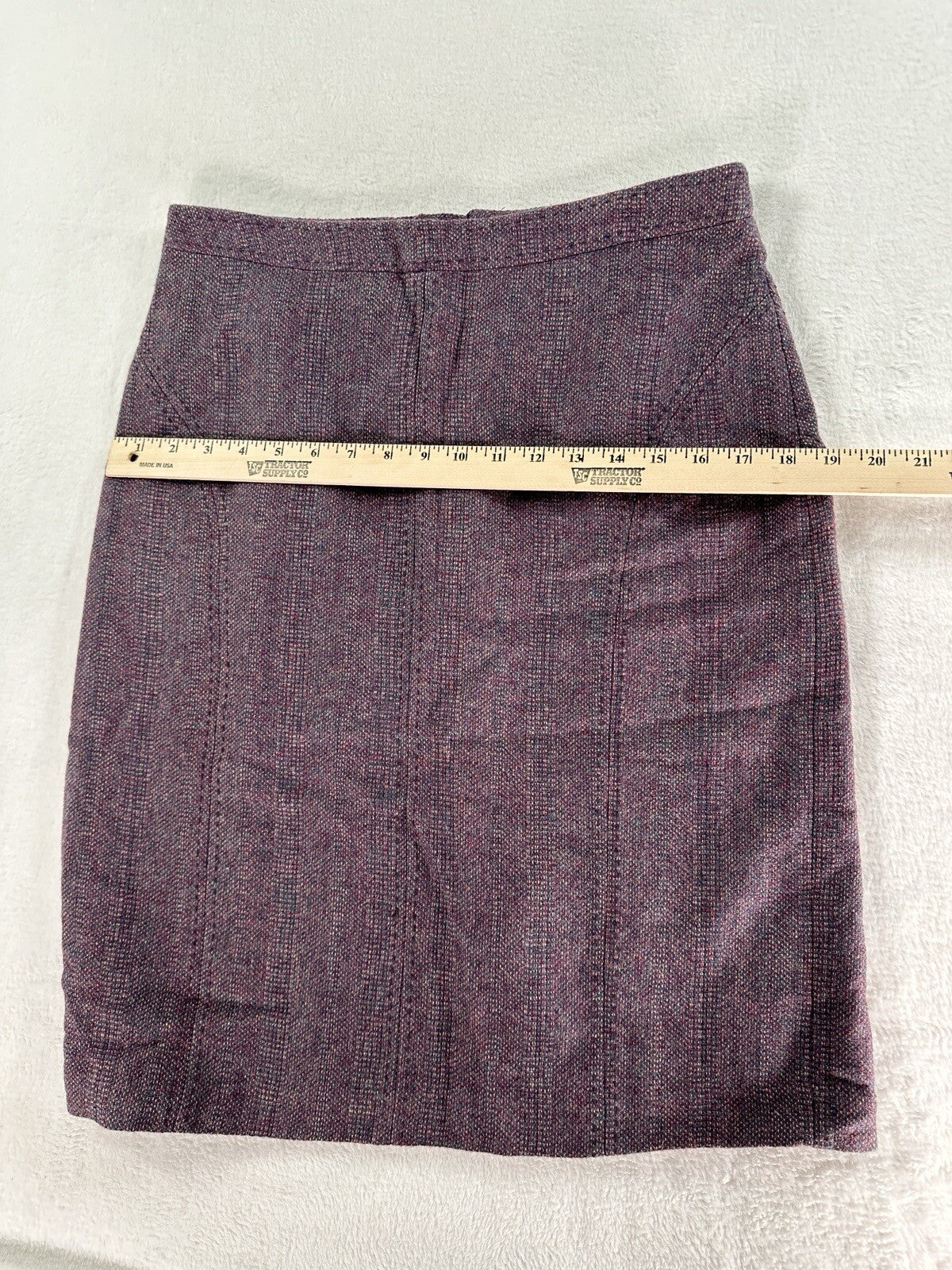 Coldwater Creek Pencil Skirt Size 8 Purple Wool Blend Tweed Knee Length Womens