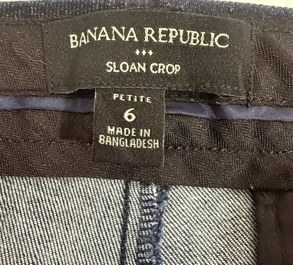 Banana Republic 6 Petite Sloan Crop Denim Jeans Dark Blue Womens