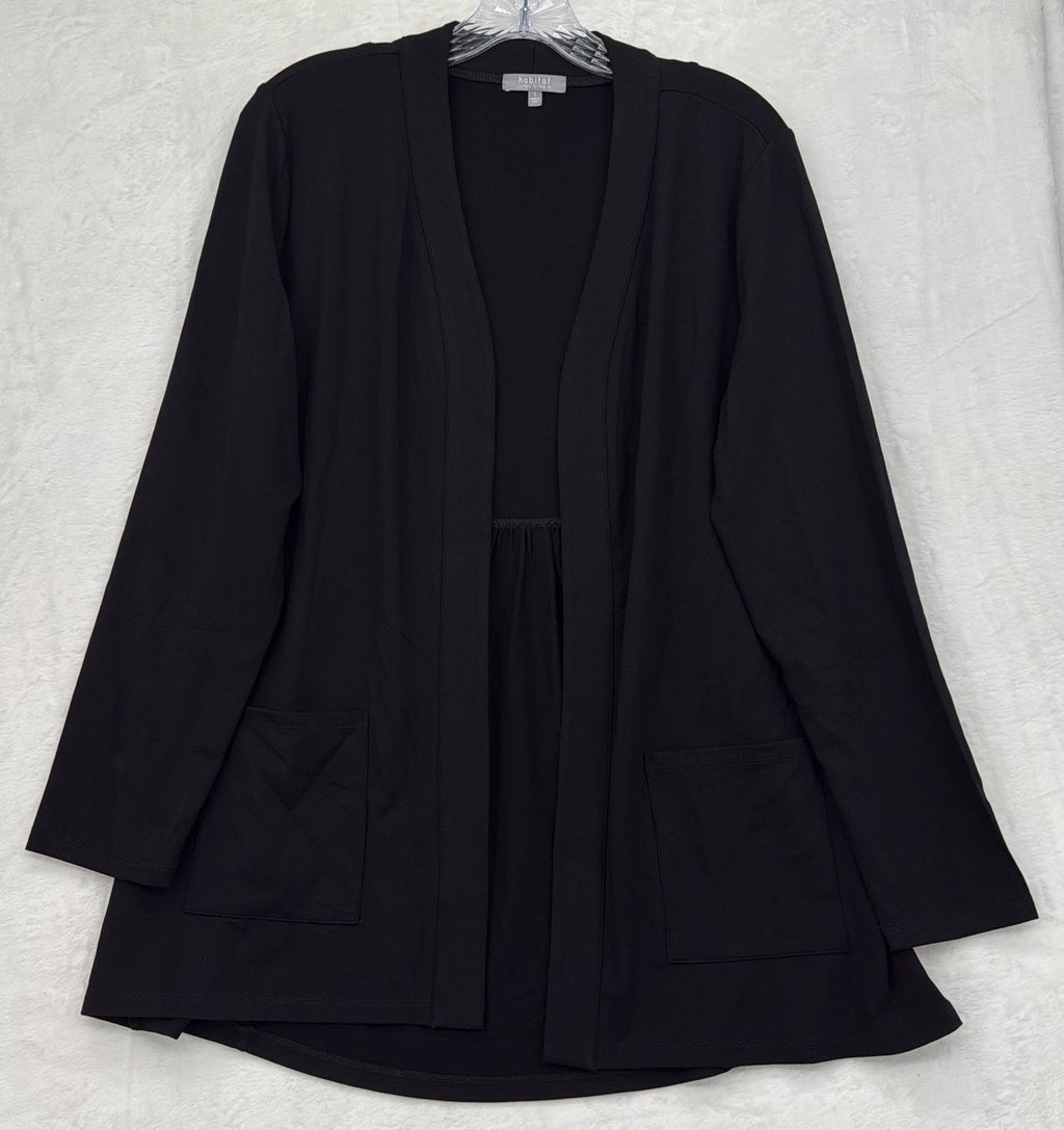 Habitat Clothes To Live In Small Cardigan Knit Black Open Front Women Top