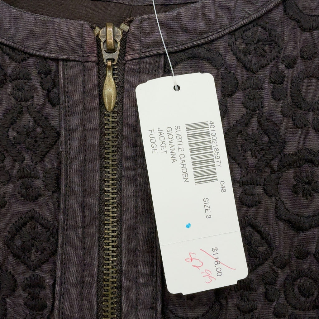 Chicos Size 3 Jacket Subtle Garden Giovanna XL Womens Full Zip Embroidered New M