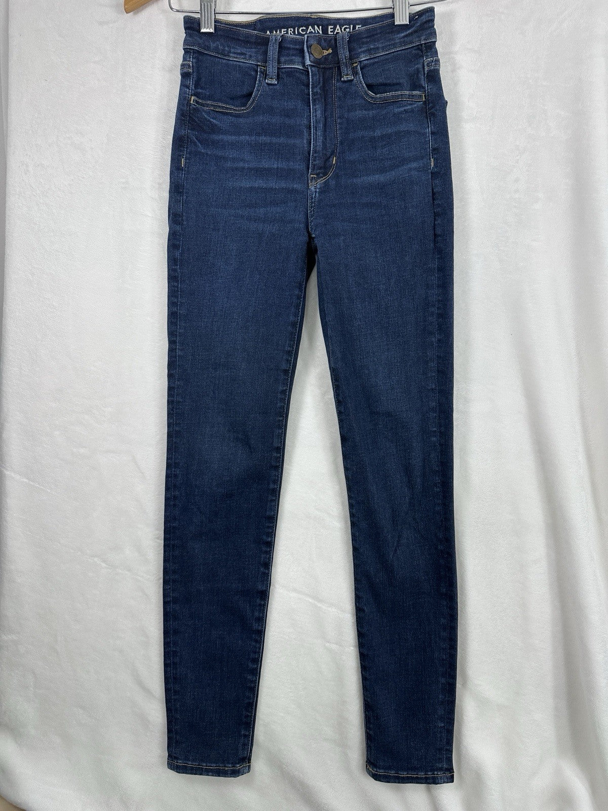 American Eagle 00 Short Super High Rise Jegging Jeans Blue Womens