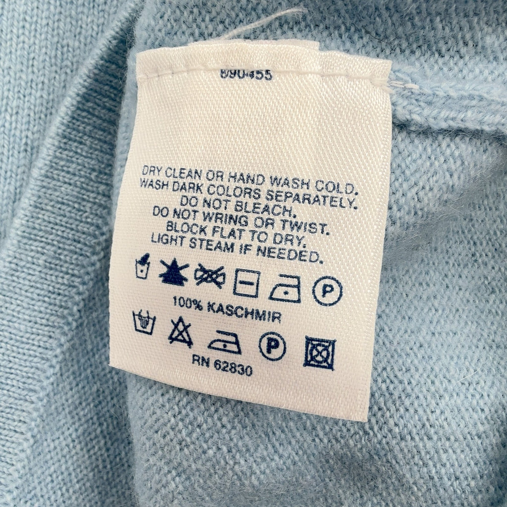Lands End 100% Cashmere Sweater Small Womens Light Blue 3/4 Sleeve