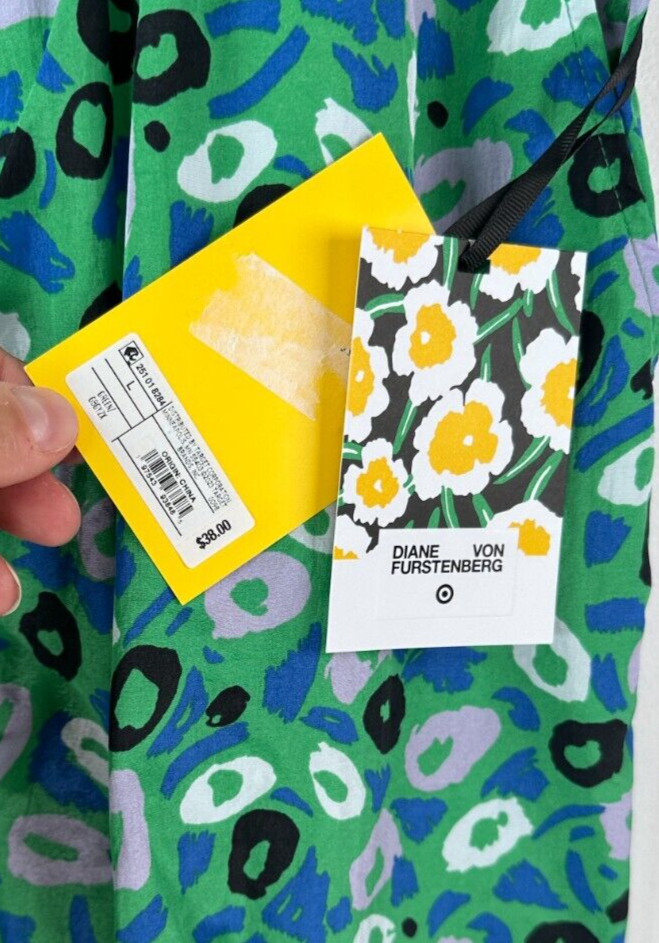 DVF Target Large Utility Jazz Dot Green Cargo Pants Diane Von Furstenberg NEW