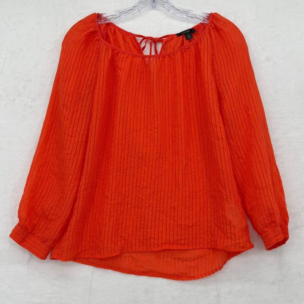J Crew XS Top Long Sleeve Blouse Flax Womens Semi Sheer Popover
