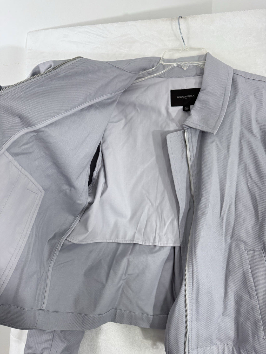 Banana Republic Jacket XL Womens Gray Ruffle Full Zip Cotton Blend