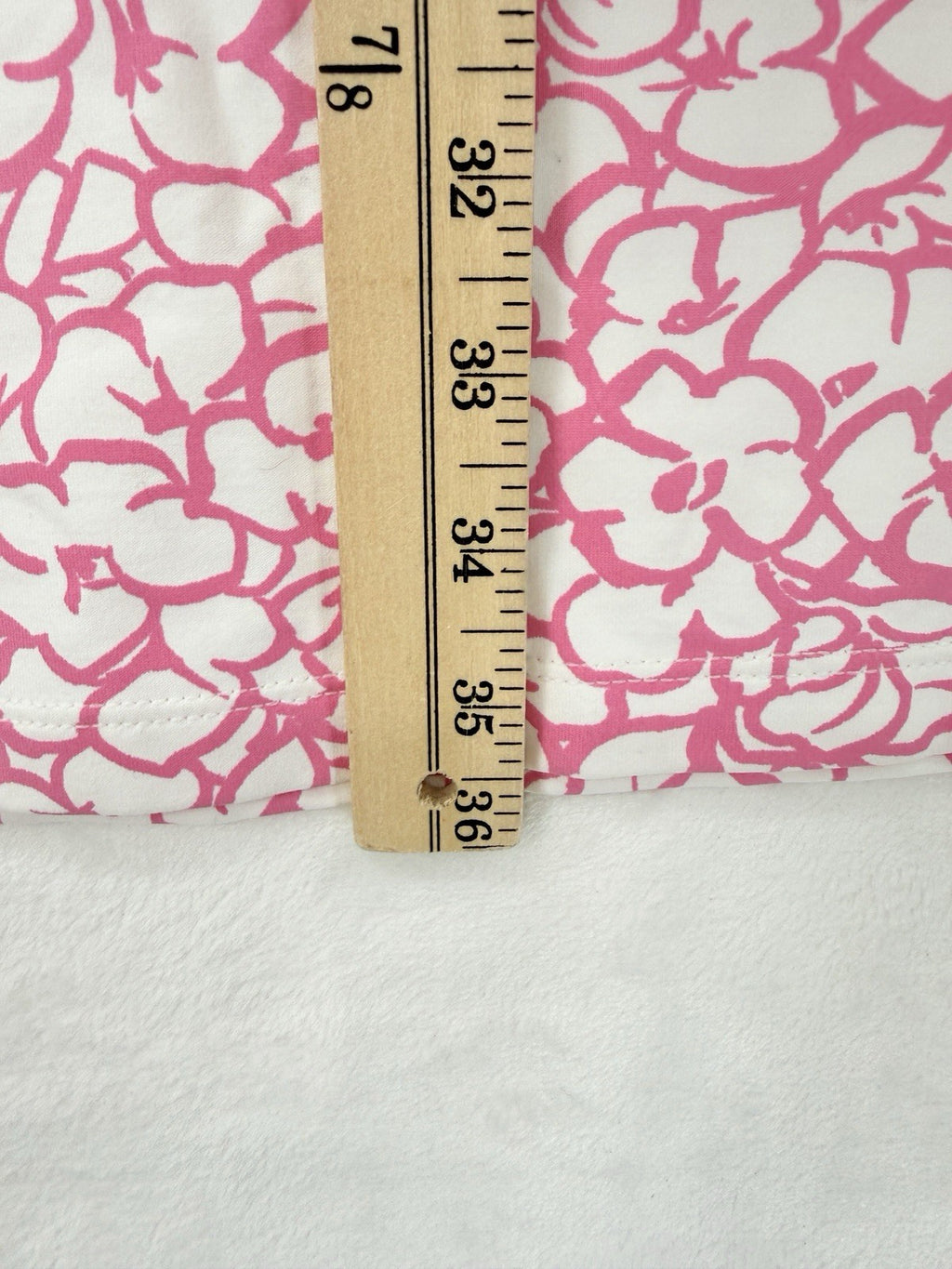 Mahi Gold Dress Small Pink Print Shift 3/4 Sleeve Nylon Stretch Womens