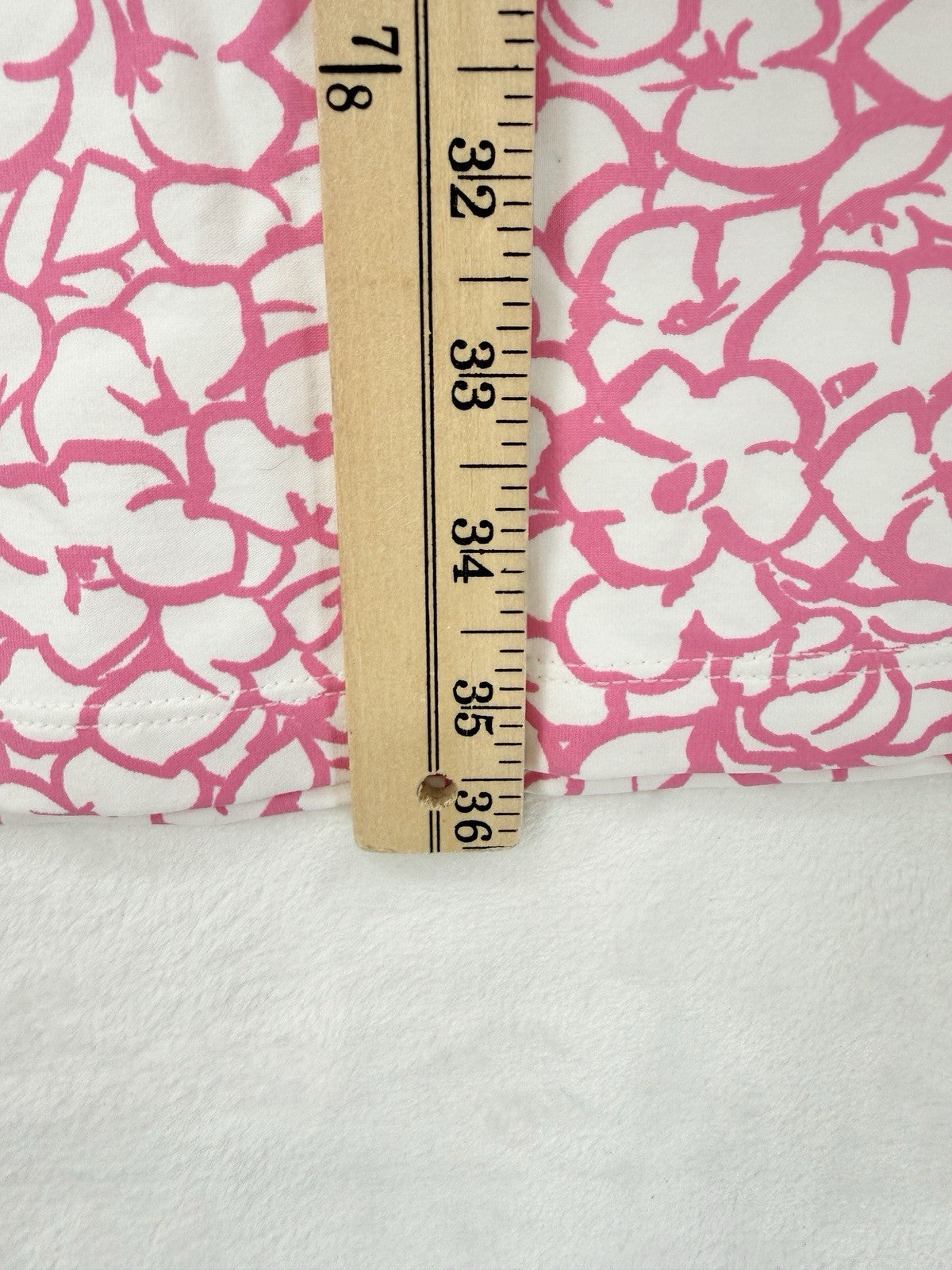 Mahi Gold Dress Small Pink Print Shift 3/4 Sleeve Nylon Stretch Womens