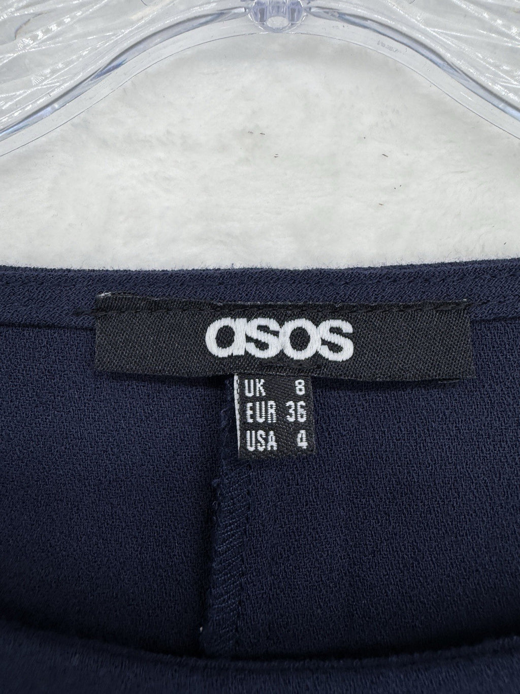 ASOS Mini Dress 4 Navy Blue Long Sleeve Shift Drop Waist Womens