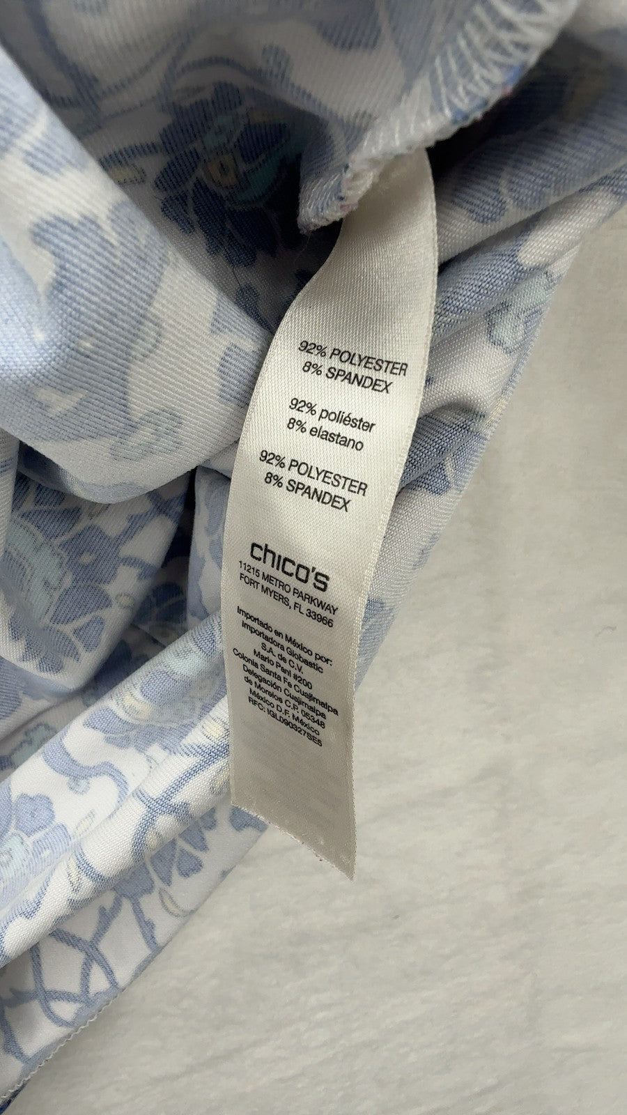 Chicos Weekends Polo Shirt 2 Womens Large Top Short Sleeve Blue Print