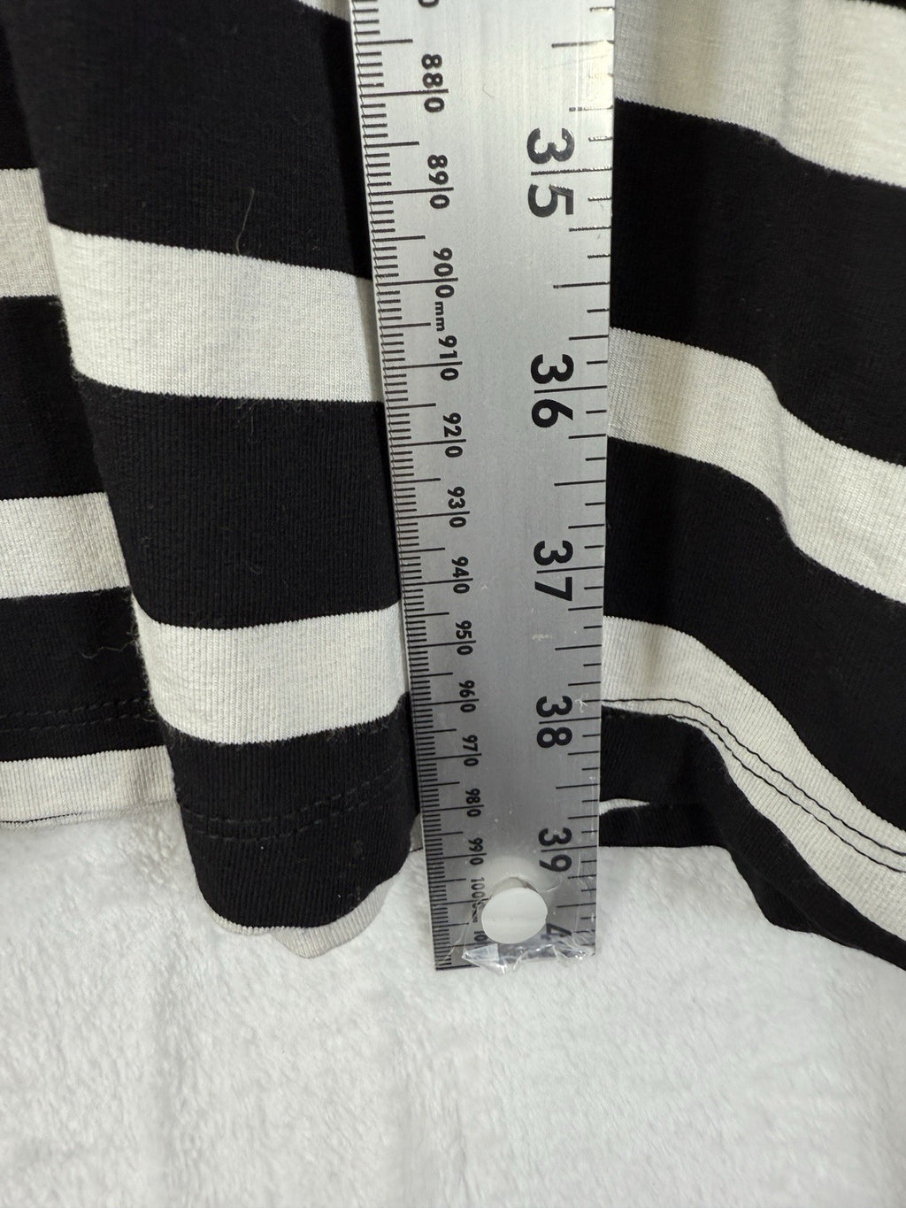 Ann Taylor LOFT Dress 6 Long Sleeve Jersey Knit Black White Striped  Women