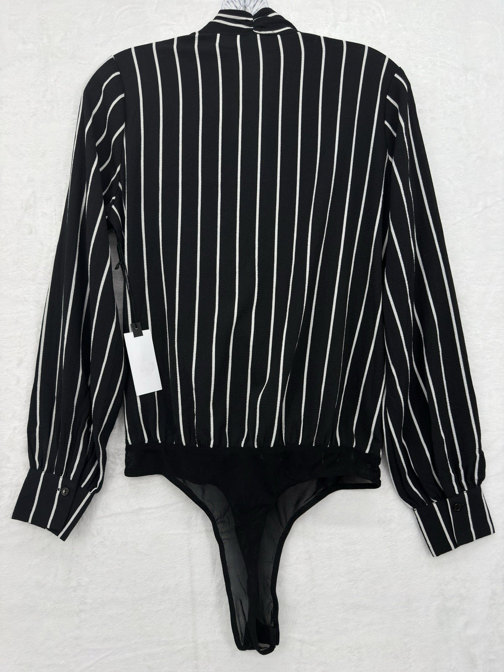 ASTR The Label Top Small Long Sleeve Bodysuit Faux Wrap Black Blouse Women New N