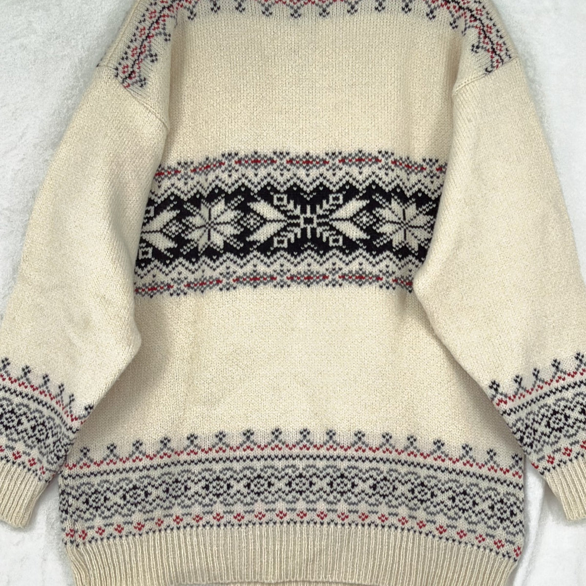 Northway Nordic Sweater Wool Medium Mens Cream Fair Isle Pullover Norway