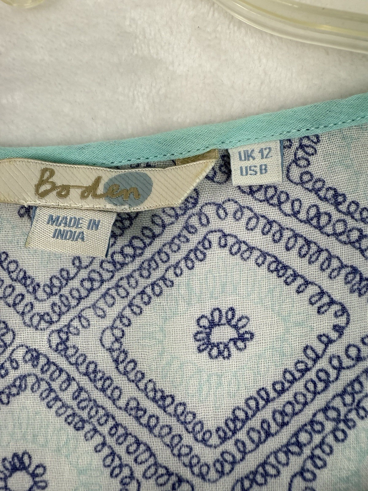 Boden Tops Women 10 Tunic Blue Lightweight Top Blouse 100% Cotton