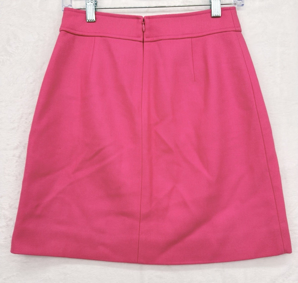 J Crew Wool Mini Skirt 0 Patch Pockets Bright Pink Lined A Line Womens New NWT