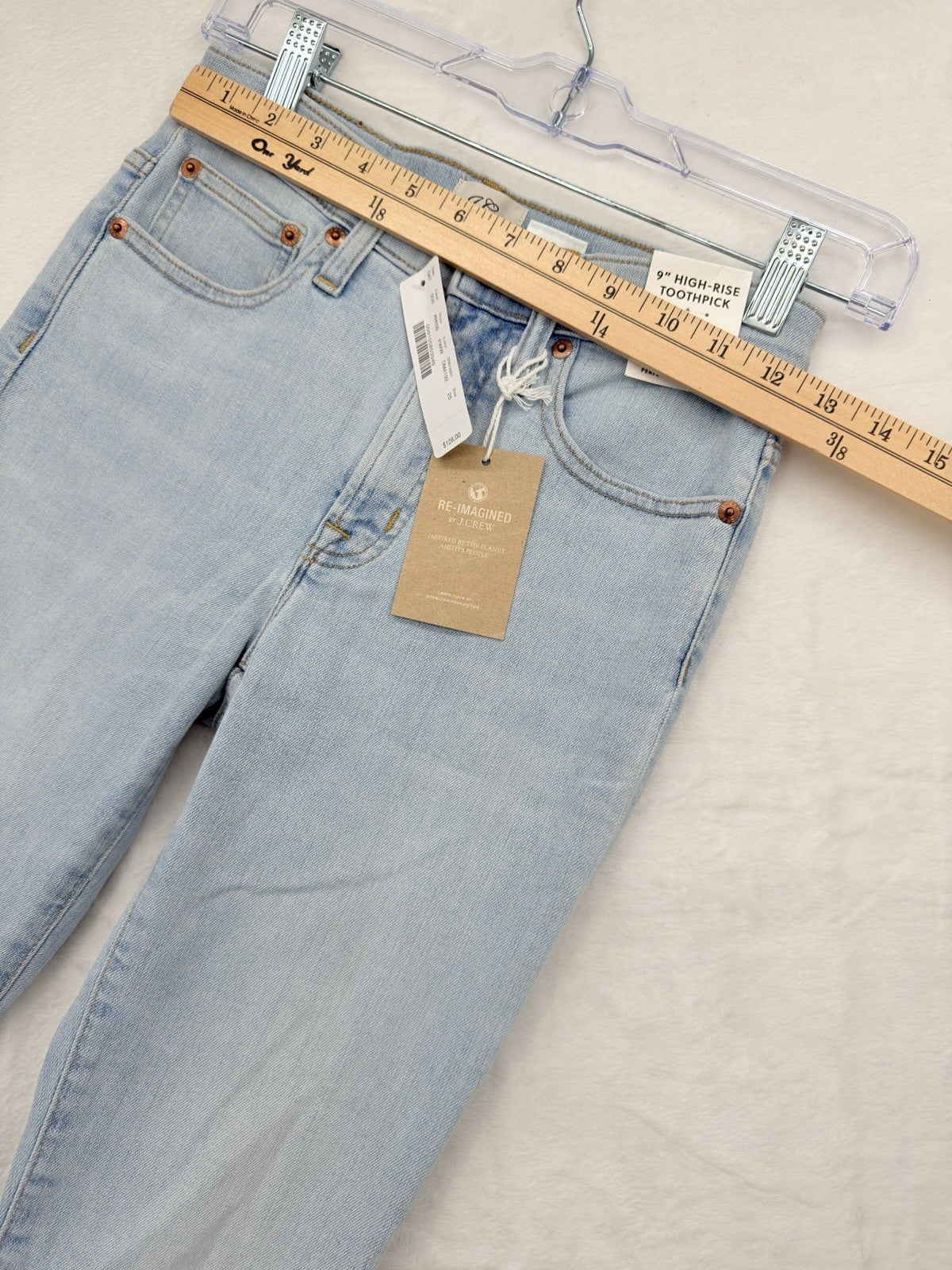 J Crew 9” High Rise Toothpick Jeans 25 Womens Blue Denim *FlawRead New NWT