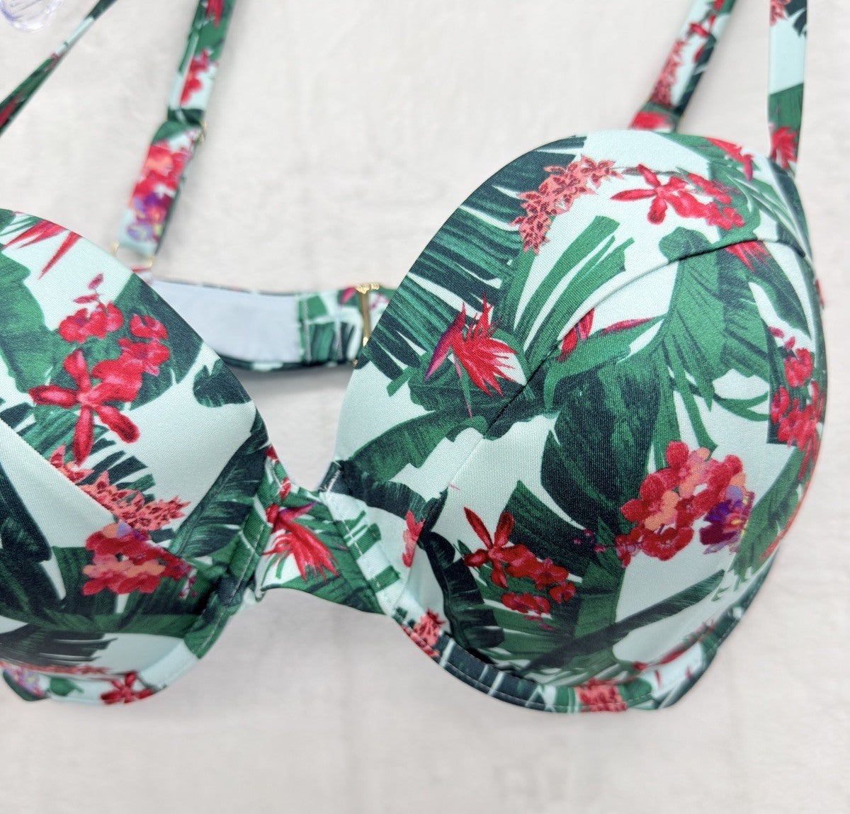 Victoria's Secret Push Up Bikini Top 38DD Underwire Tropical Print Swim Women