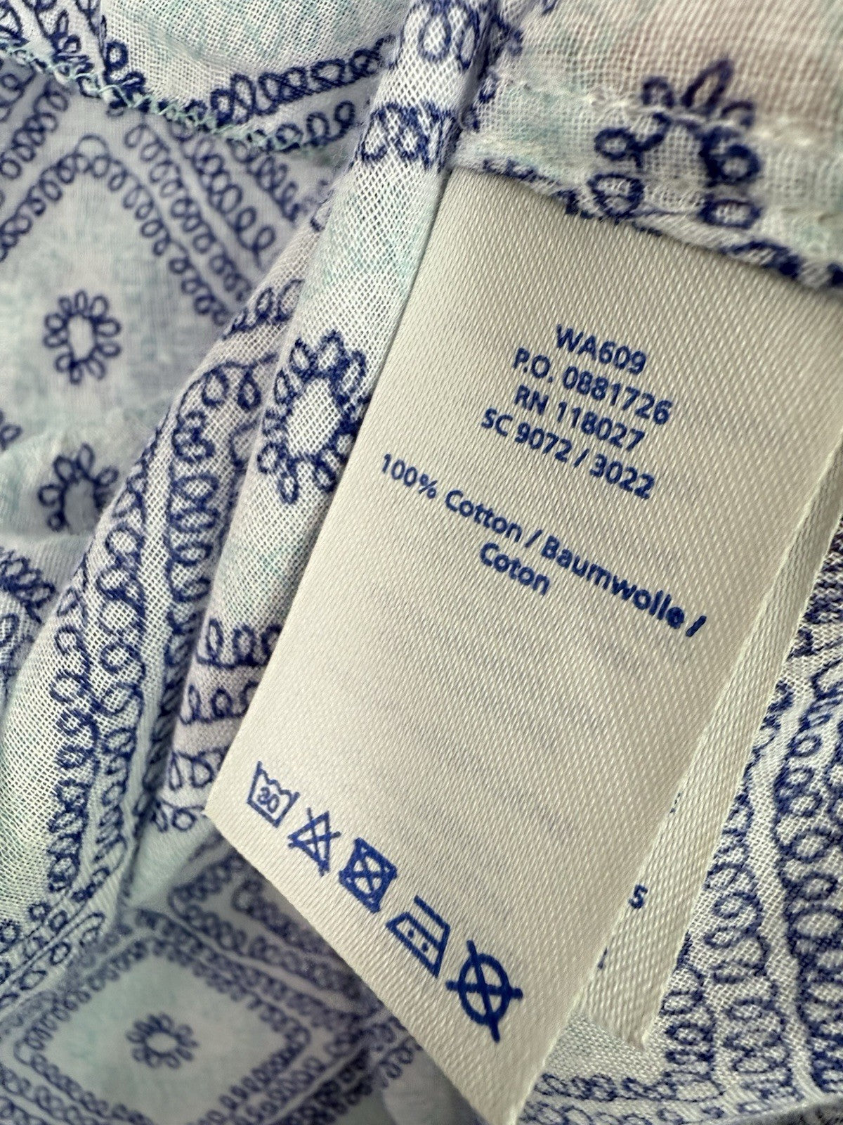 Boden Tops Women 10 Tunic Blue Lightweight Top Blouse 100% Cotton