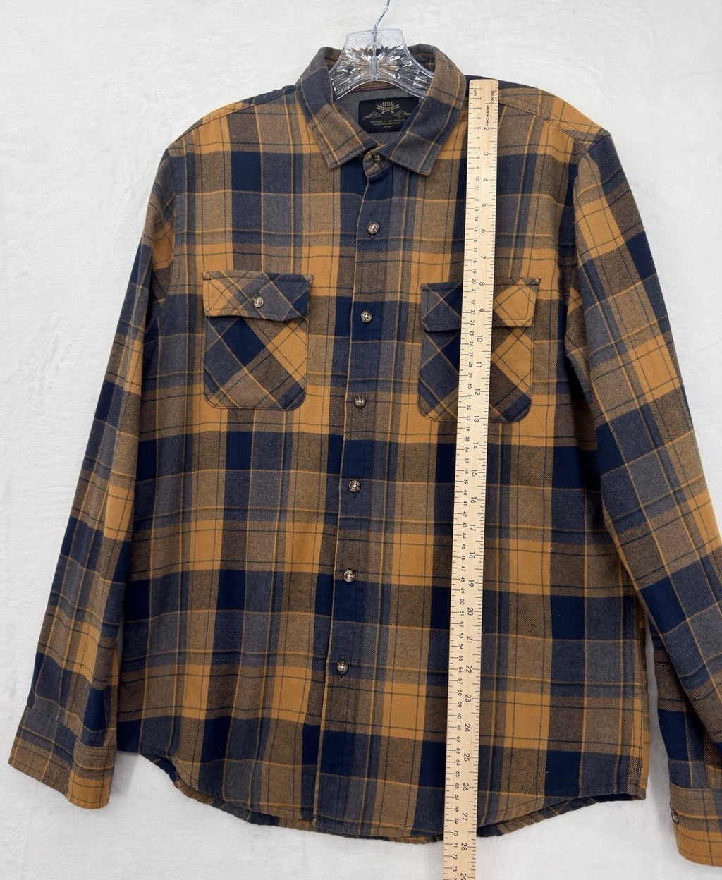 MBX Premium Goods Flannel Shirt Medium Mens Long Sleeve Plaid Button Up