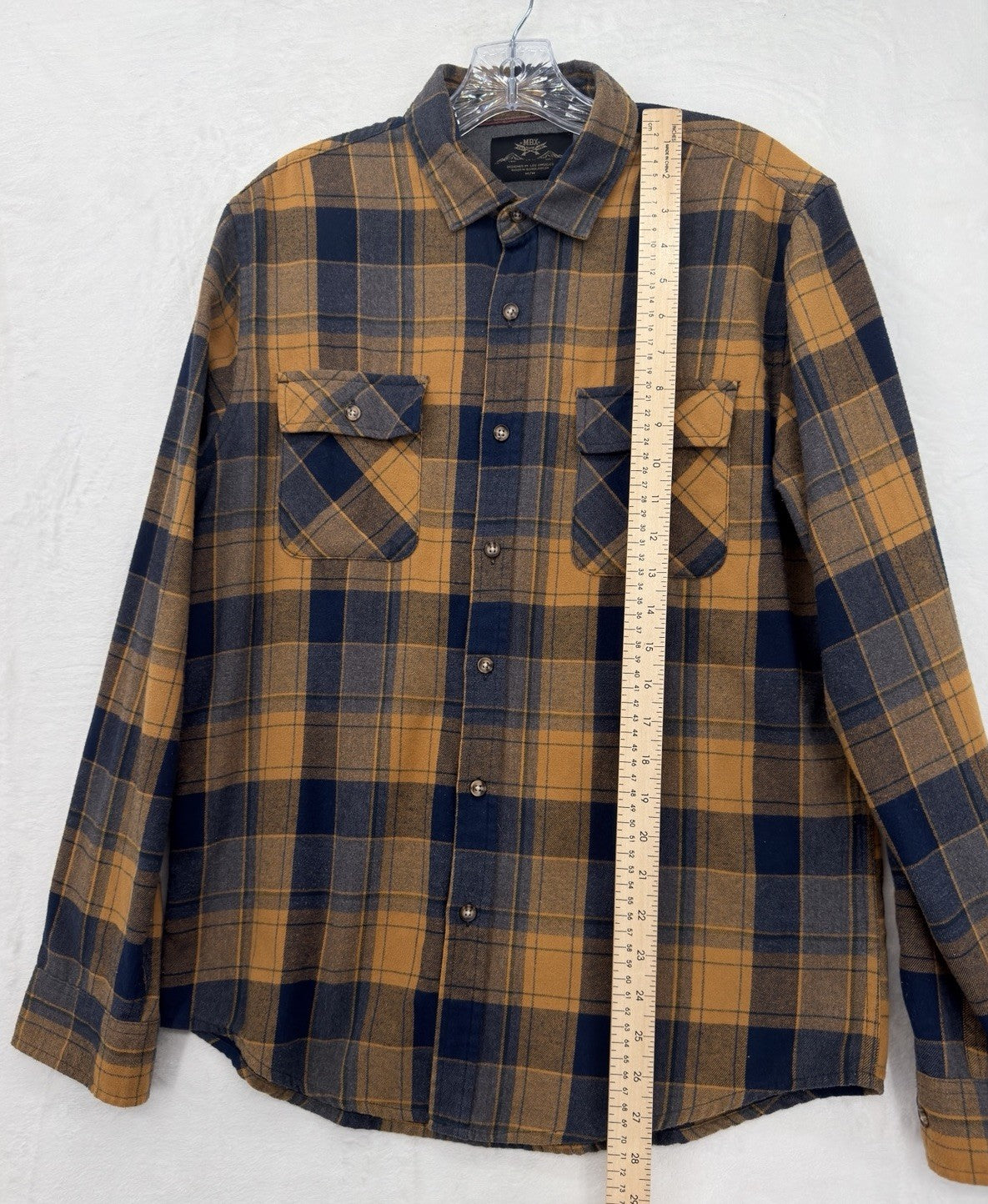 MBX Premium Goods Flannel Shirt Medium Mens Long Sleeve Plaid Button Up