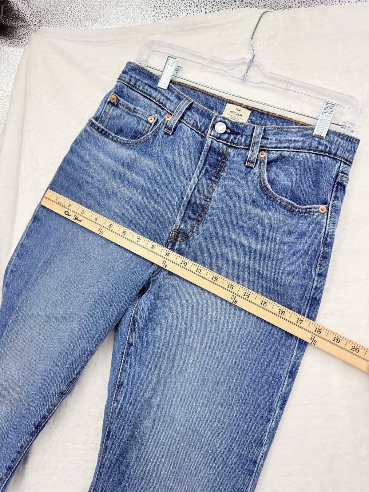 Levis 501 Womens Jeans 28 Cotton Stretch Button Fly Blue 28x30