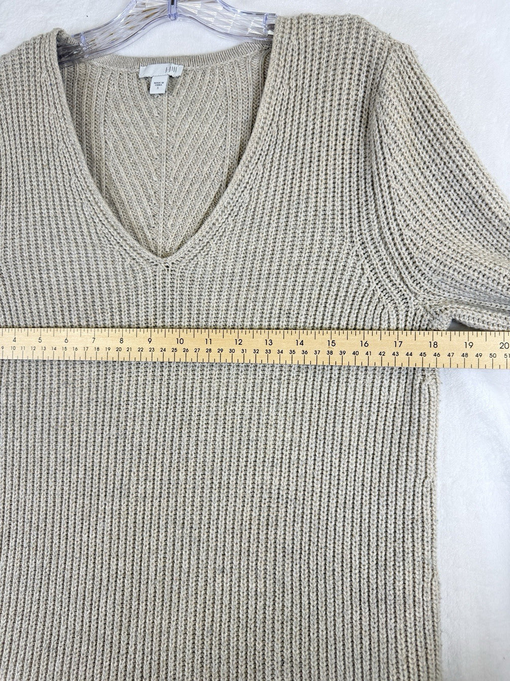 J Jill Sweater Small Wool Blend Beige Long Sleeve V Neck Tops Tunic Womens