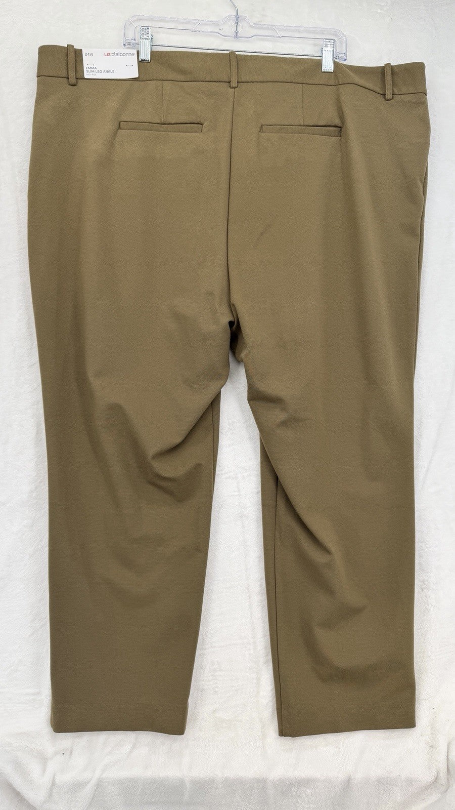 Liz Claiborne Emma Pants 24W Moss Green Plus Size Womens Slim Leg Ankle New NWT